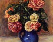 皮埃尔 奥古斯特 雷诺阿 : Roses in a Blue Vase